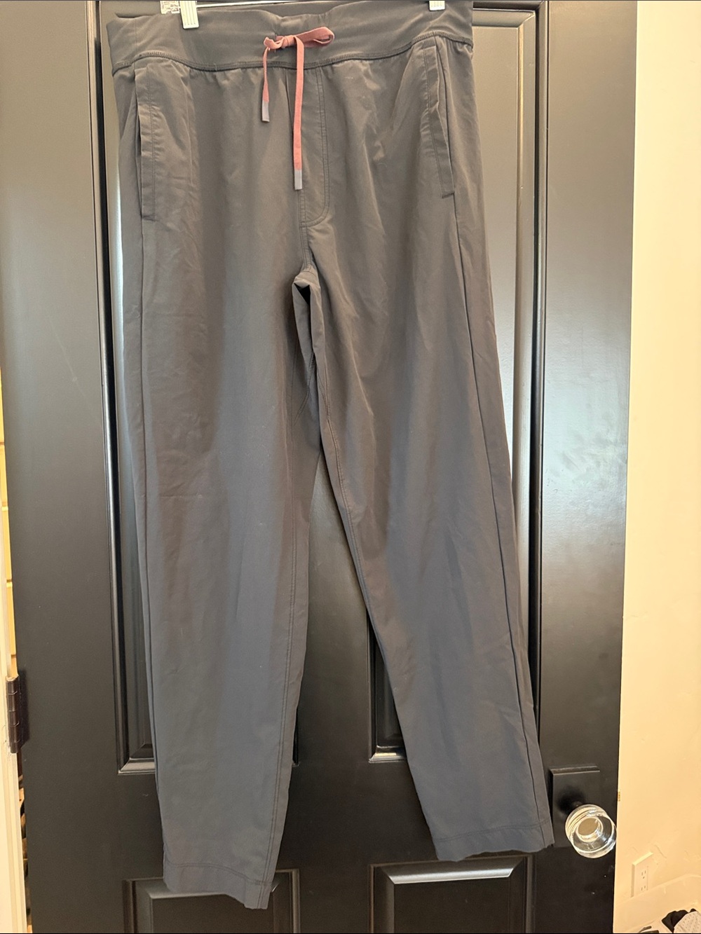 Men's Gray Jogger Pants with Pink Drawstring